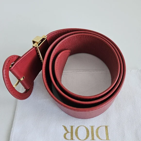 Dior Red Vintage Lambskin Belt